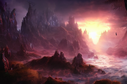 Trending splash art highly detailed bright mood mixed media concept art:0.5 intricate detailed wonderous landscape 4k volumetric lighting dramatic lighting award-winning:0.5 [text logo]