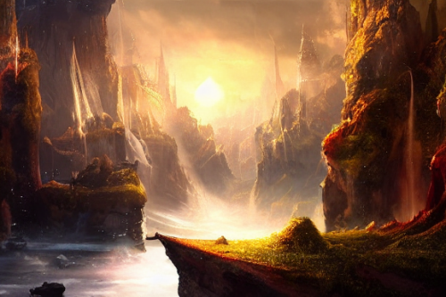 Trending splash art highly detailed bright mood mixed media concept art:0.5 intricate detailed wonderous landscape 4k volumetric lighting dramatic lighting award-winning:0.5 [text logo]