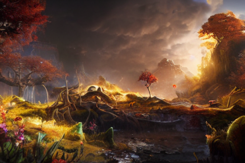Trending splash art highly detailed bright mood mixed media concept art:0.5 intricate detailed wonderous landscape 4k volumetric lighting dramatic lighting award-winning:0.5 [text logo]