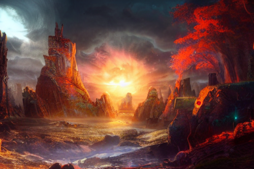 Trending splash art highly detailed bright mood mixed media concept art:0.5 intricate detailed wonderous landscape 4k volumetric lighting dramatic lighting award-winning:0.5 [text logo]