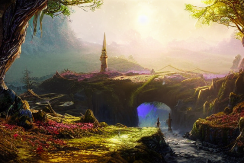 Trending splash art highly detailed bright mood mixed media concept art:0.5 intricate detailed wonderous landscape 4k volumetric lighting dramatic lighting award-winning:0.5 [text logo]