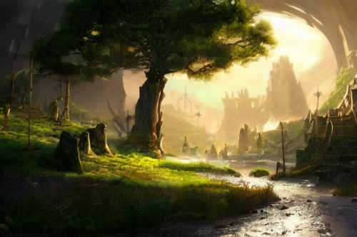 Trending splash art highly detailed bright mood mixed media concept art:0.5 intricate detailed wonderous landscape 4k volumetric lighting dramatic lighting award-winning:0.5 [text logo]