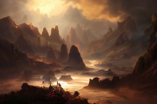 Trending splash art highly detailed bright mood mixed media concept art:0.5 intricate detailed wonderous landscape 4k volumetric lighting dramatic lighting award-winning:0.5 [text logo]