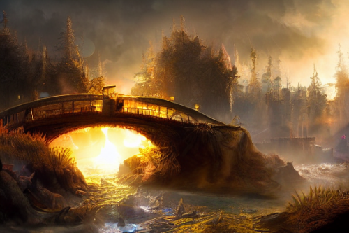 Trending splash art highly detailed bright mood mixed media concept art:0.5 intricate detailed wonderous landscape 4k volumetric lighting dramatic lighting award-winning:0.5 [text logo]