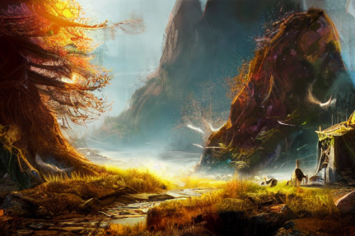 Trending splash art highly detailed bright mood mixed media concept art:0.5 intricate detailed wonderous landscape 4k volumetric lighting dramatic lighting award-winning:0.5 [text logo]