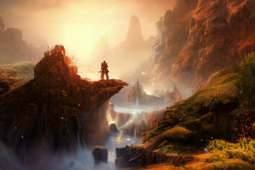 Trending splash art highly detailed bright mood mixed media concept art:0.5 intricate detailed wonderous landscape 4k volumetric lighting dramatic lighting award-winning:0.5 [text logo]