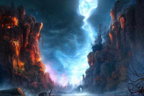 Trending splash art highly detailed bright mood mixed media concept art:0.5 intricate detailed wonderous landscape 4k volumetric lighting dramatic lighting award-winning:0.5 [text logo]