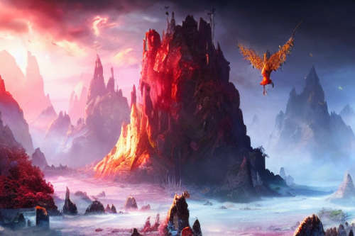 Trending splash art highly detailed bright mood mixed media concept art:0.5 intricate detailed wonderous landscape 4k volumetric lighting dramatic lighting award-winning:0.5 [text logo]