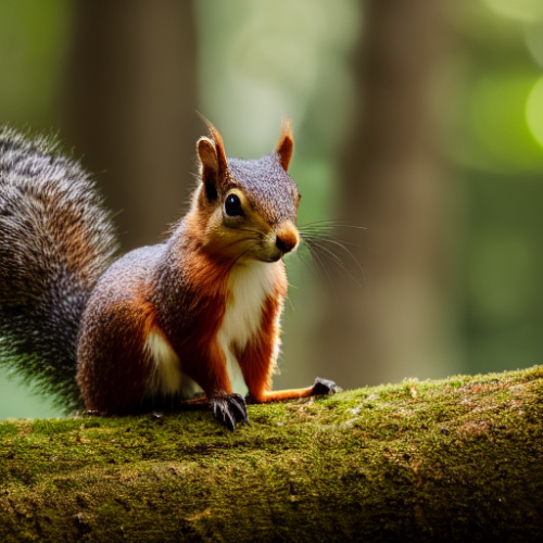 incredibly detailed (cute fluffy brown squirrels )1 (in a forest on a log)1 (f/1.4 50mm 200iso 4k bokeh soft lighting hyperdetailed hd 4k 8k sharp focus highly detailed)1