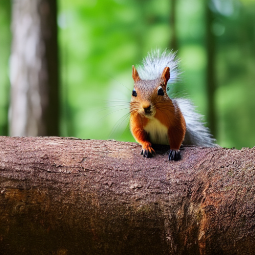 incredibly detailed (cute fluffy brown squirrels )1 (in a forest on a log)1 (f/1.4 50mm 200iso 4k bokeh soft lighting hyperdetailed hd 4k 8k sharp focus highly detailed)1