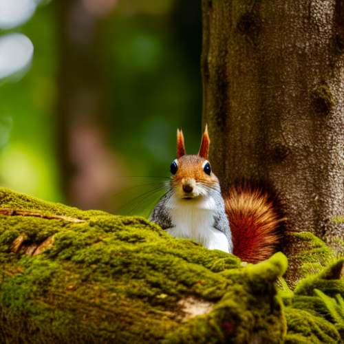 incredibly detailed (cute fluffy brown squirrels )1 (in a forest on a log)1 (f/1.4 50mm 200iso 4k bokeh soft lighting hyperdetailed hd 4k 8k sharp focus highly detailed)1