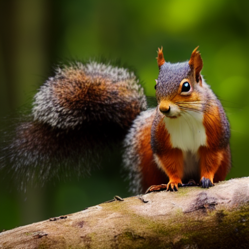 incredibly detailed (cute fluffy brown squirrels )1 (in a forest on a log)1 (f/1.4 50mm 200iso 4k bokeh soft lighting hyperdetailed hd 4k 8k sharp focus highly detailed)1