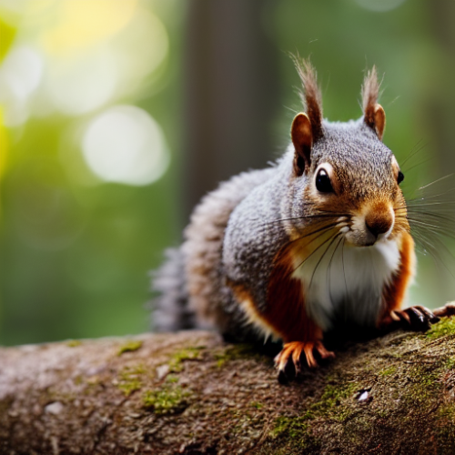incredibly detailed (cute fluffy brown squirrels )1 (in a forest on a log)1 (f/1.4 50mm 200iso 4k bokeh soft lighting hyperdetailed hd 4k 8k sharp focus highly detailed)1