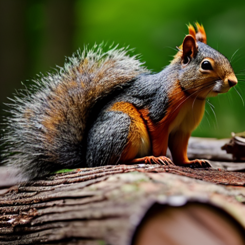 incredibly detailed (cute fluffy brown squirrels )1 (in a forest on a log)1 (f/1.4 50mm 200iso 4k bokeh soft lighting hyperdetailed hd 4k 8k sharp focus highly detailed)1
