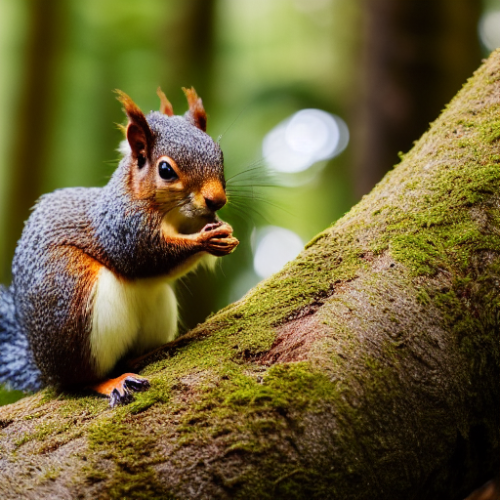 incredibly detailed (cute fluffy brown squirrels )1 (in a forest on a log)1 (f/1.4 50mm 200iso 4k bokeh soft lighting hyperdetailed hd 4k 8k sharp focus highly detailed)1