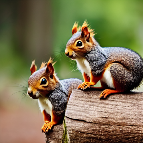 incredibly detailed (cute fluffy brown squirrels )1 (in a forest on a log)1 (f/1.4 50mm 200iso 4k bokeh soft lighting hyperdetailed hd 4k 8k sharp focus highly detailed)1