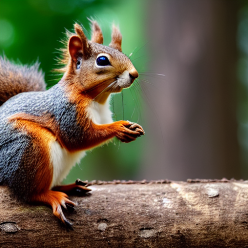 incredibly detailed (cute fluffy brown squirrels )1 (in a forest on a log)1 (f/1.4 50mm 200iso 4k bokeh soft lighting hyperdetailed hd 4k 8k sharp focus highly detailed)1