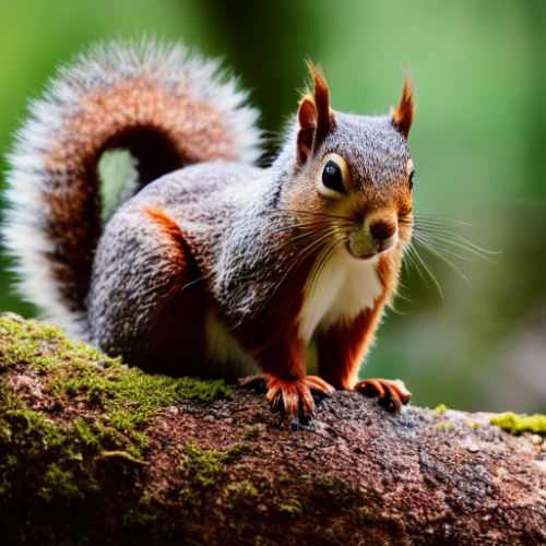 incredibly detailed (cute fluffy brown squirrels )1 (in a forest on a log)1 (f/1.4 50mm 200iso 4k bokeh soft lighting hyperdetailed hd 4k 8k sharp focus highly detailed)1