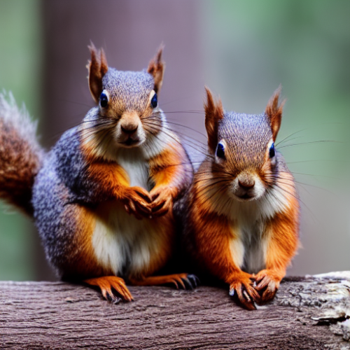incredibly detailed (cute fluffy brown squirrels )1 (in a forest on a log)1 (f/1.4 50mm 200iso 4k bokeh soft lighting hyperdetailed hd 4k 8k sharp focus highly detailed)1