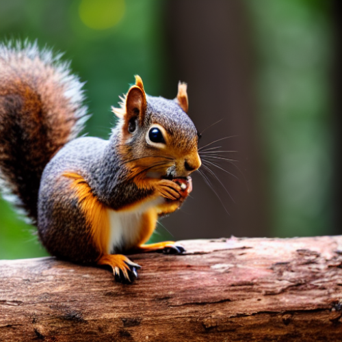 incredibly detailed (cute fluffy brown squirrels )1 (in a forest on a log)1 (f/1.4 50mm 200iso 4k bokeh soft lighting hyperdetailed hd 4k 8k sharp focus highly detailed)1