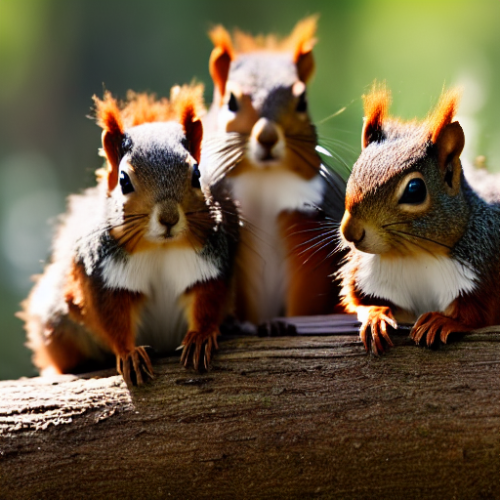 incredibly detailed (cute fluffy brown squirrels )1 (in a forest on a log)1 (f/1.4 50mm 200iso 4k bokeh soft lighting hyperdetailed hd 4k 8k sharp focus highly detailed)1