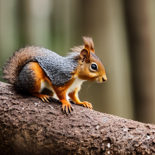 incredibly detailed (cute fluffy brown squirrels )1 (in a forest on a log)1 (f/1.4 50mm 200iso 4k bokeh soft lighting hyperdetailed hd 4k 8k sharp focus highly detailed)1