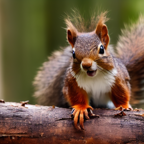 incredibly detailed (cute fluffy brown squirrels )1 (in a forest on a log)1 (f/1.4 50mm 200iso 4k bokeh soft lighting hyperdetailed hd 4k 8k sharp focus highly detailed)1
