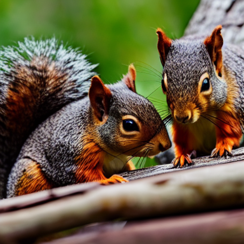 incredibly detailed (cute fluffy brown squirrels )1 (in a forest on a log)1 (f/1.4 50mm 200iso 4k bokeh soft lighting hyperdetailed hd 4k 8k sharp focus highly detailed)1