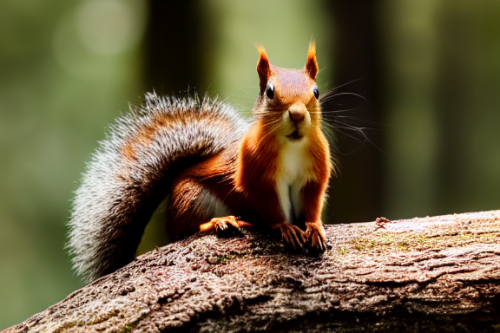 incredibly detailed (cute fluffy brown squirrels )1 (in a forest on a log)1 (f/1.4 50mm 200iso 4k bokeh soft lighting hyperdetailed hd 4k 8k sharp focus highly detailed)1